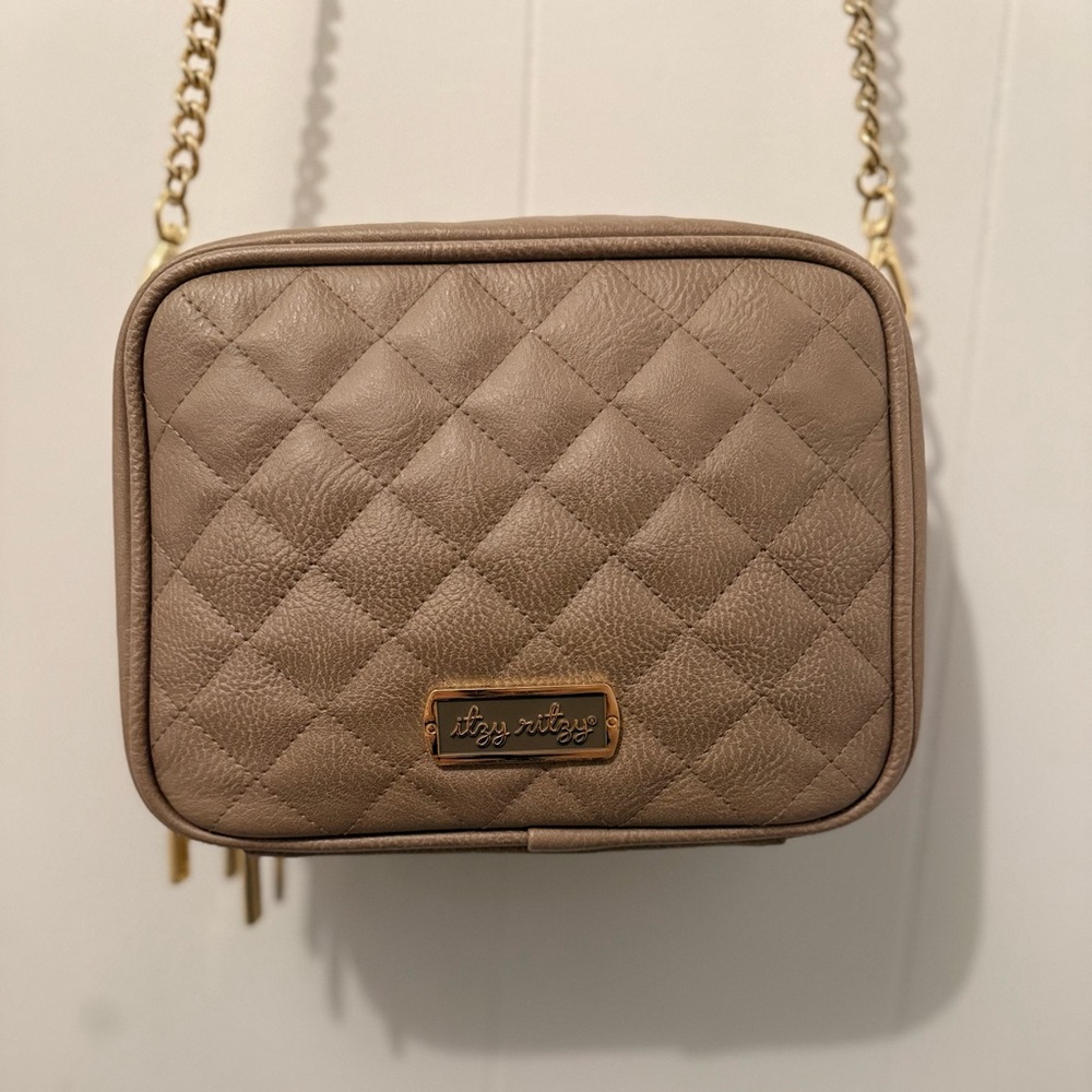 Itzy Ritzy Quilted Tan Crossbody Bag